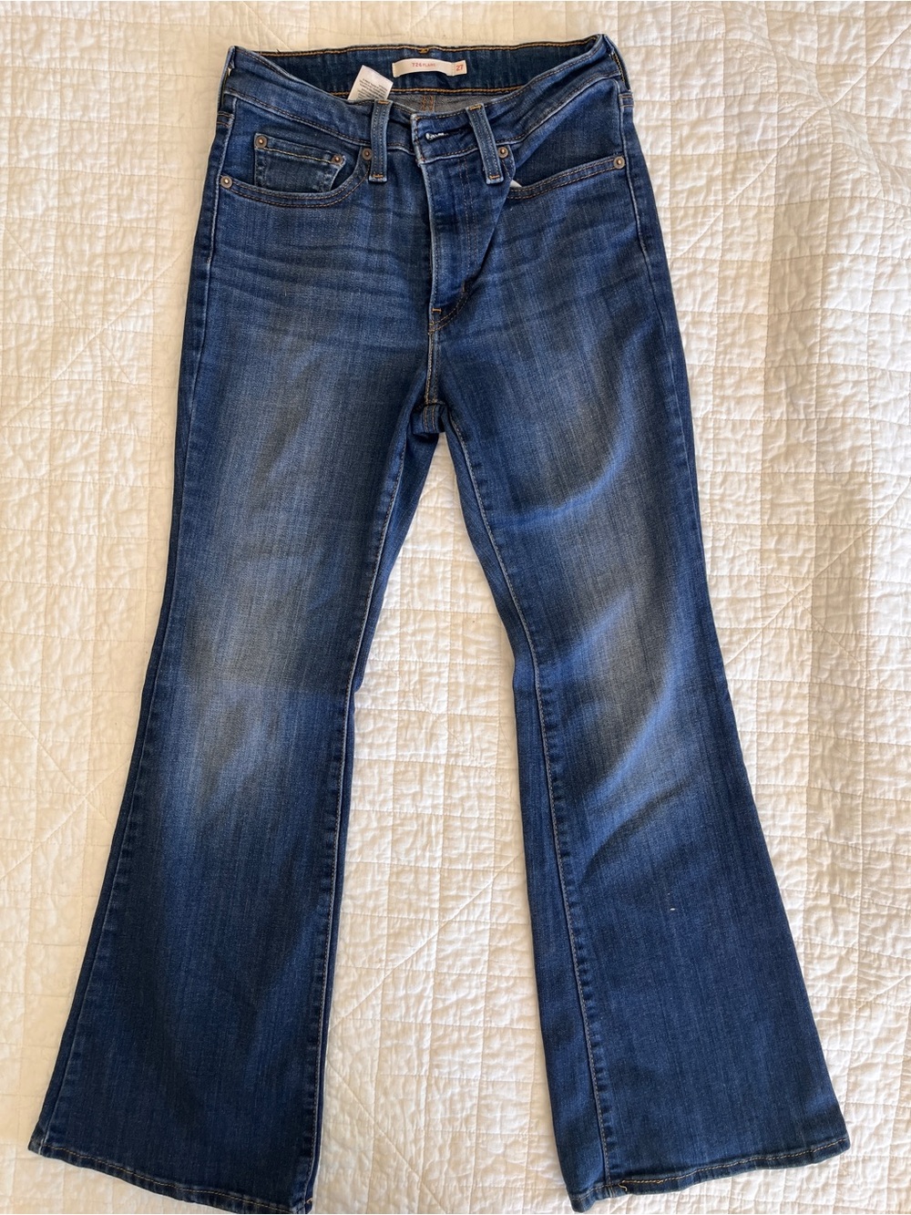 Levi’s 726 High Rise Flare Jeans Women’s 27 x 30 Dark Wash Stretch Denim